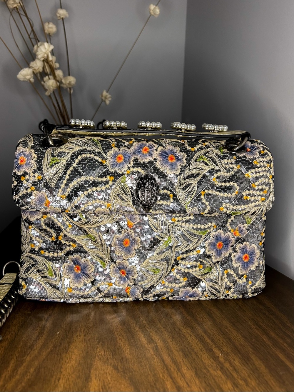 Kurt Geiger London Kensington Floral Embroidered Sequin Shoulder Bag